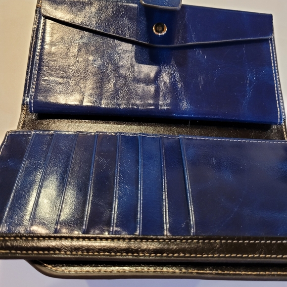 Yaluxe waxed a genuine leather wallet.  Blue. - Picture 6 of 13